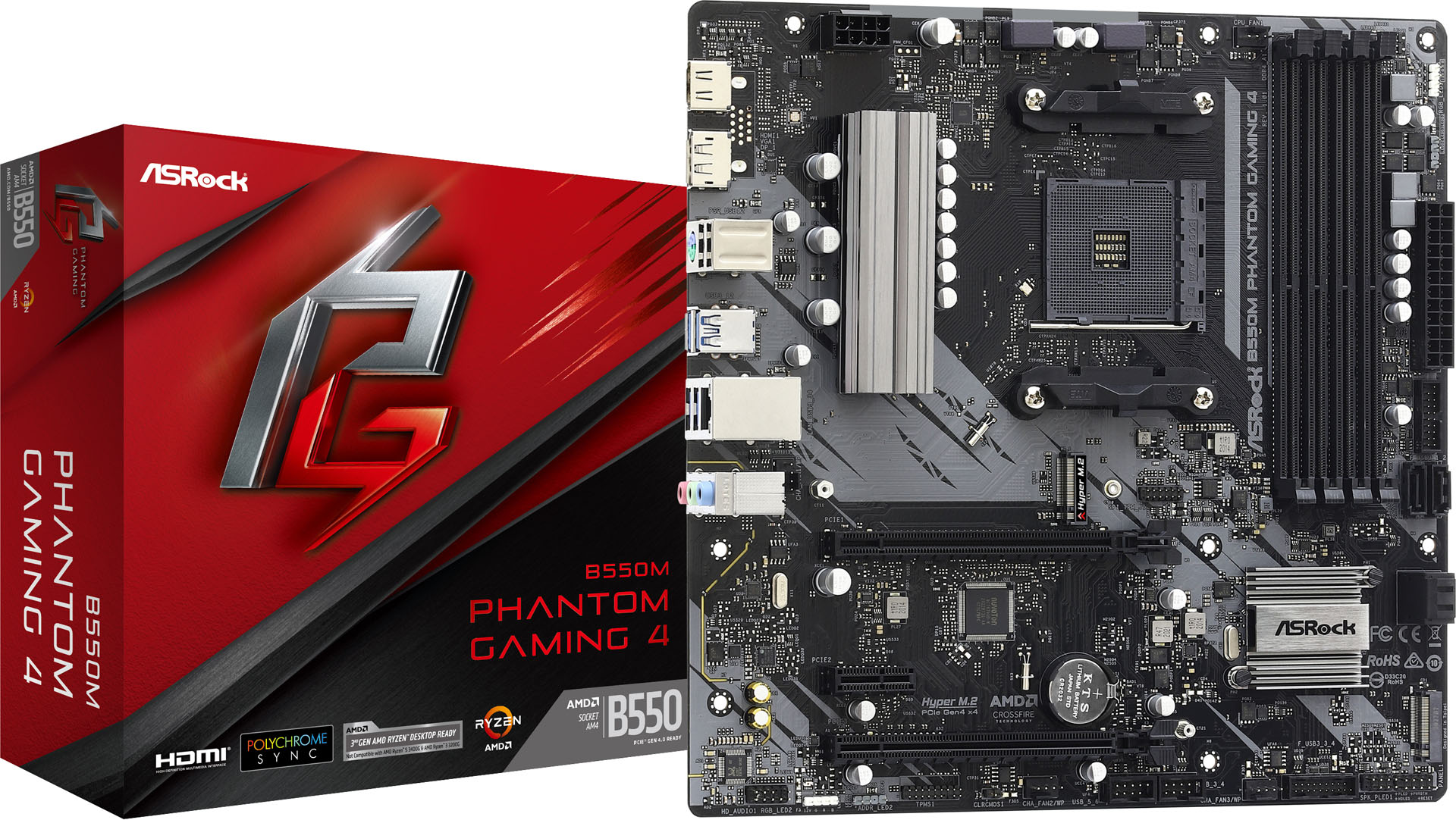ASRock B550M Phantom Gaming 4 AMD Socket AM4 B550 Chipset MicroATX