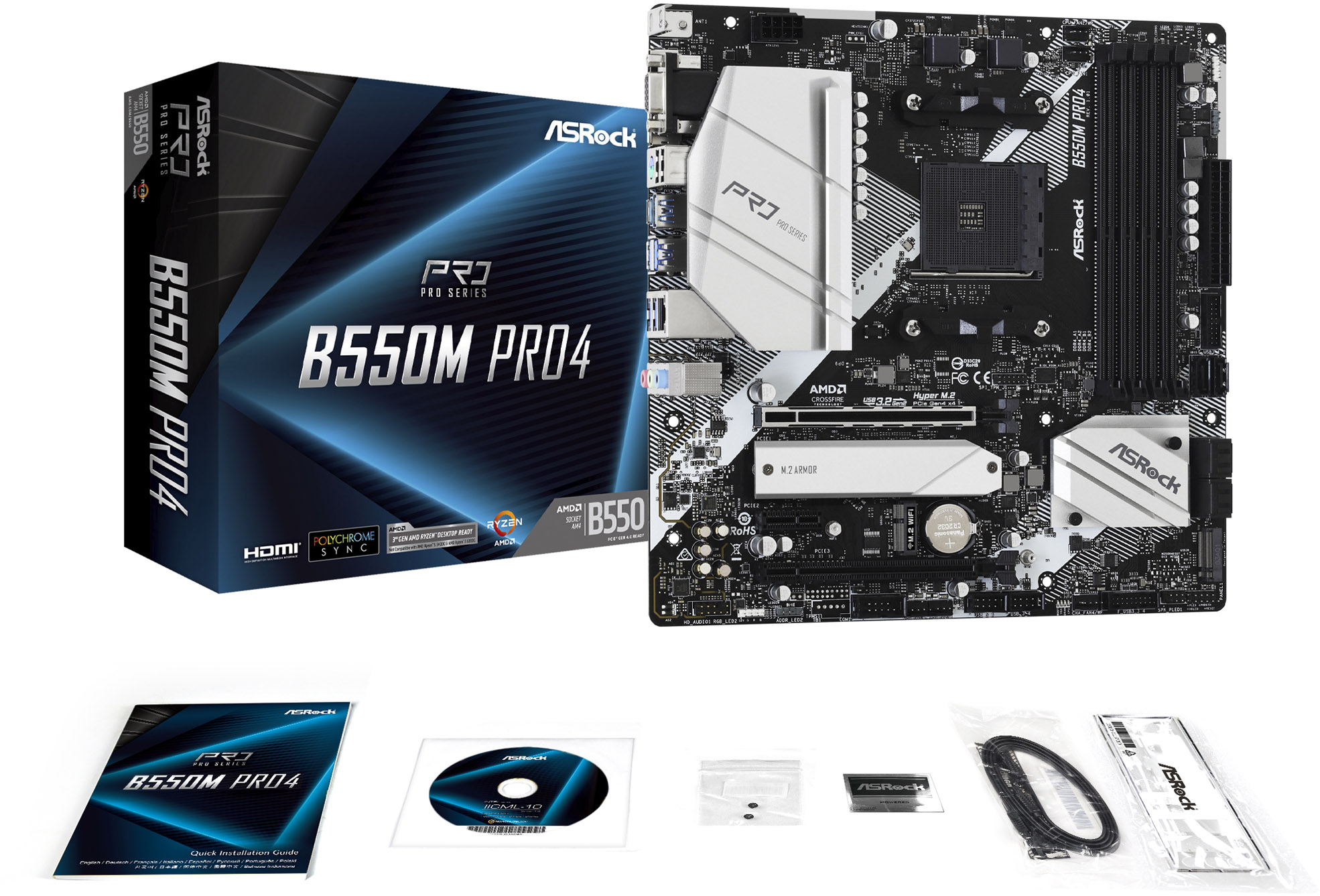 ASRock B550M PRO4 AMD Socket AM4 B550 Chipset MicroATX Motherboard