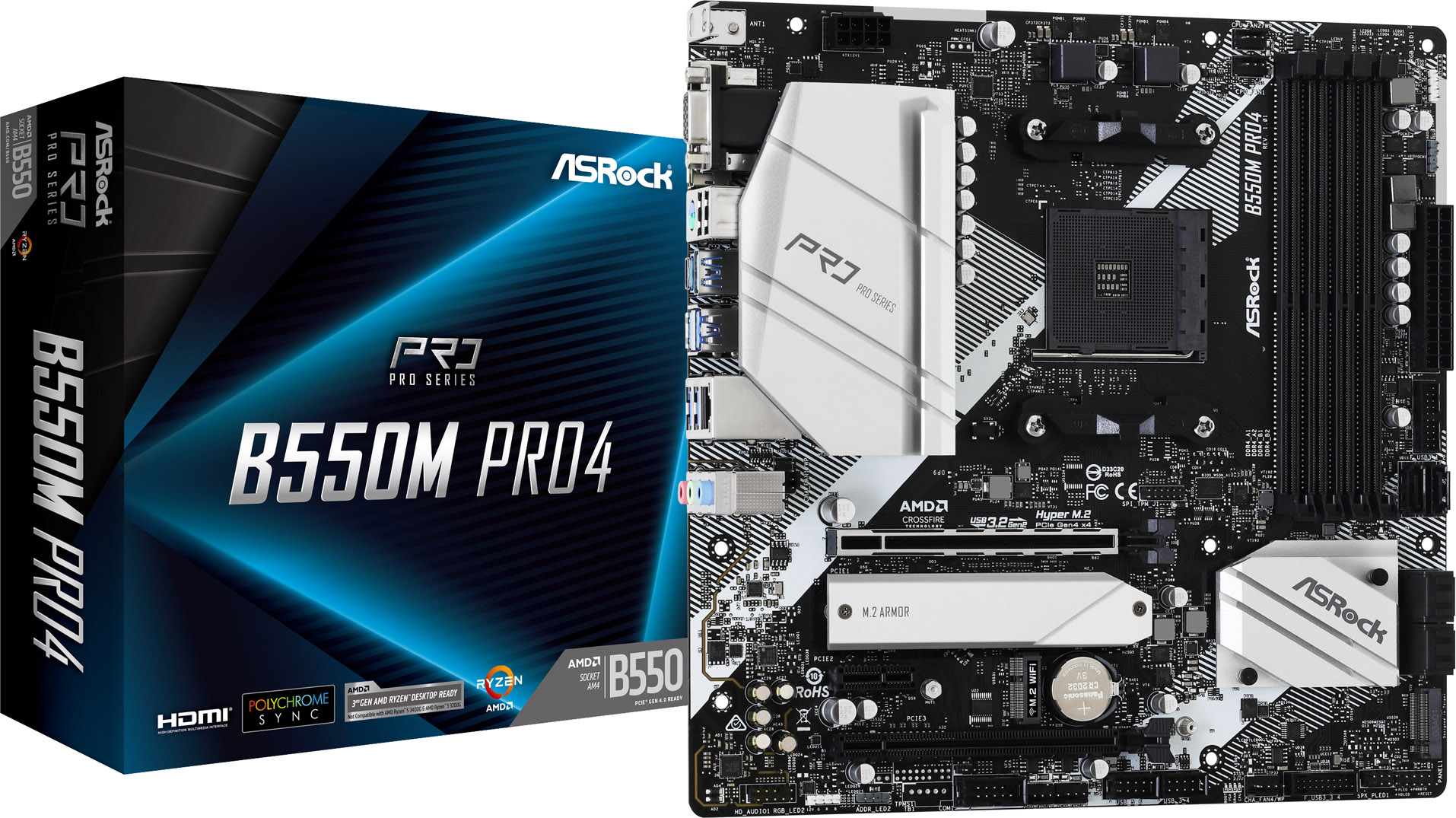 AMD Ryzen5 5600XとASRock B550M PRO4（ジャンク） ASRock B550M Pro4 SocketAM4 Ryzen 5 5600X付属 BIOS最新3 20