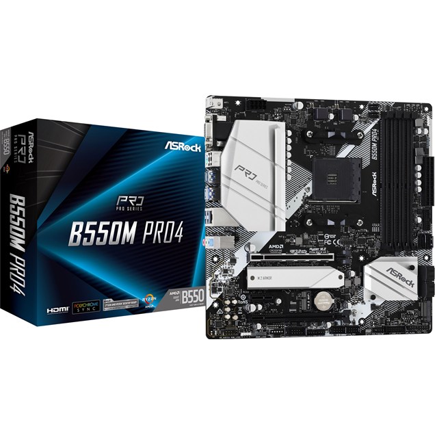 ASRock B550M Pro4 mATX Motherboard for AMD AM4 CPUs