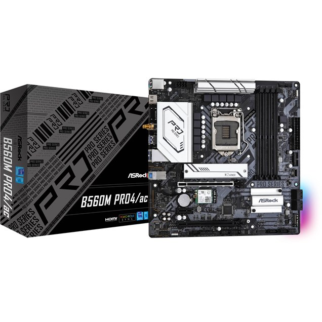 ASRock B560M Pro4/ac mATX Motherboard for Intel LGA1200 CPUs