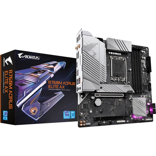 Gigabyte B760M AORUS ELITE AX mATX Motherboard for Intel Socket 1700 CPUs