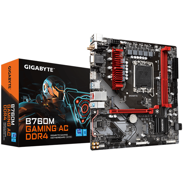 Gigabyte B760M GAMING AC DDR4 mATX Motherboard for Intel LGA1700 CPUs