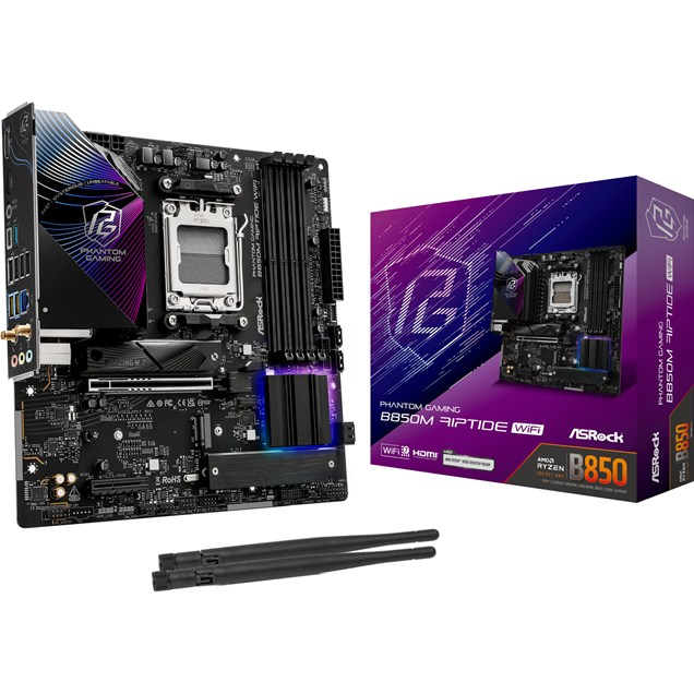 ASRock B850M Riptide WiFi mATX Motherboard for AMD AM5 CPUs