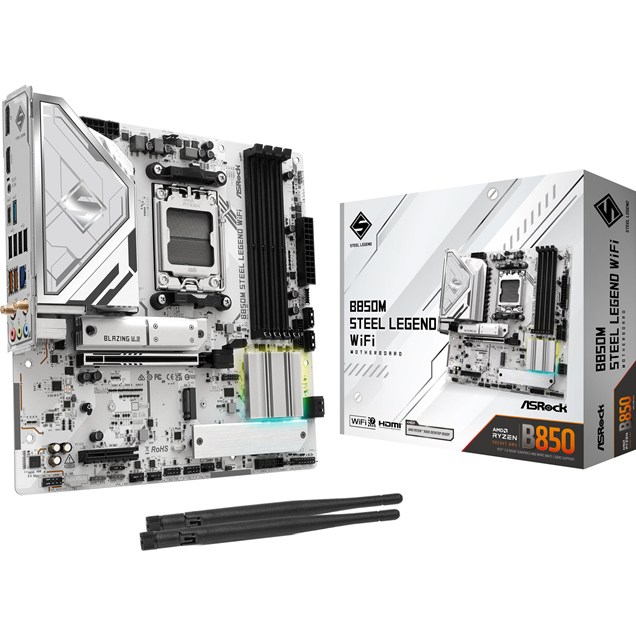 ASRock B850M Steel Legend WiFi mATX Motherboard for AMD AM5 CPUs