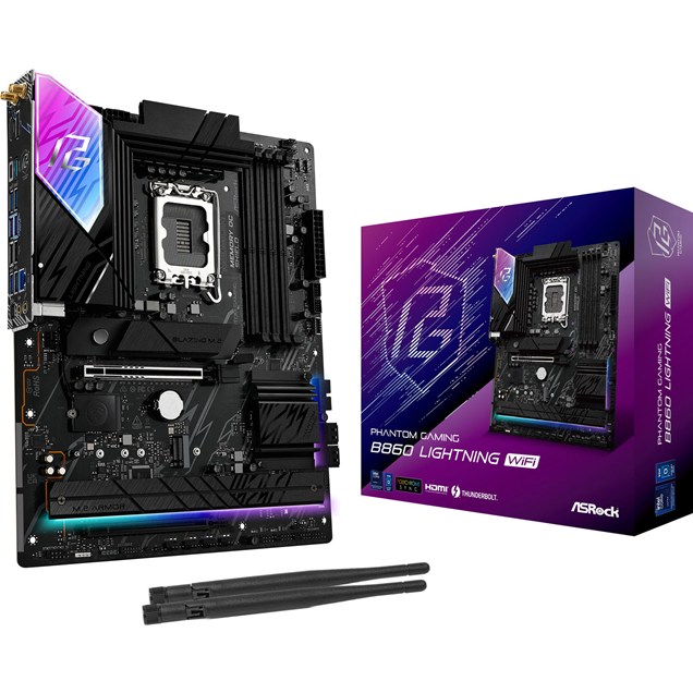 ASRock B860 Lightning WiFi ATX Motherboard for Intel LGA1851 CPUs