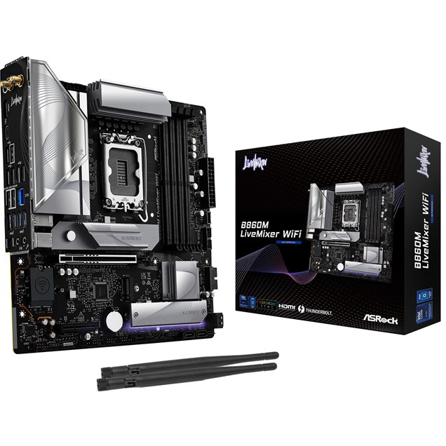ASRock B860M LiveMixer WiFi mATX Motherboard for Intel LGA1851 CPUs