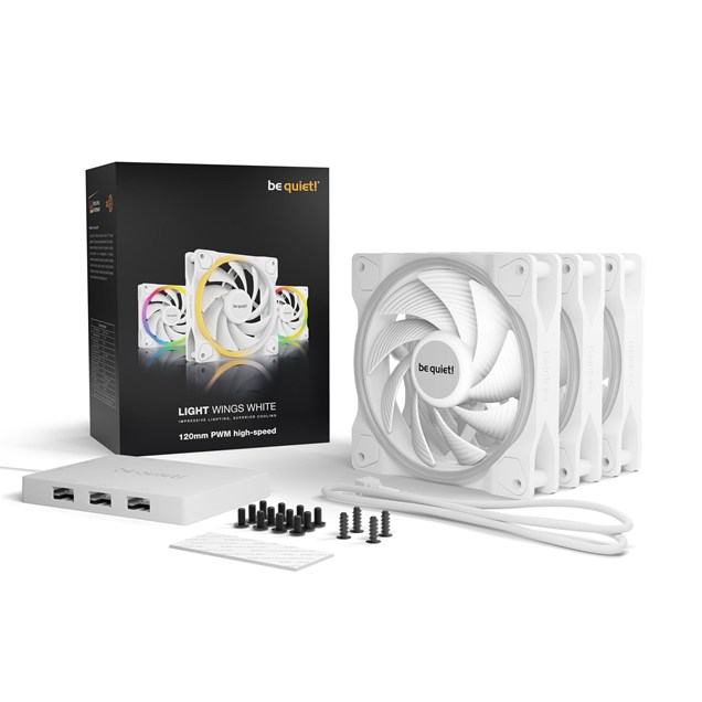 Be Quiet! Light Wings 120mm PWM ARGB Case Fans - White Triple Pack