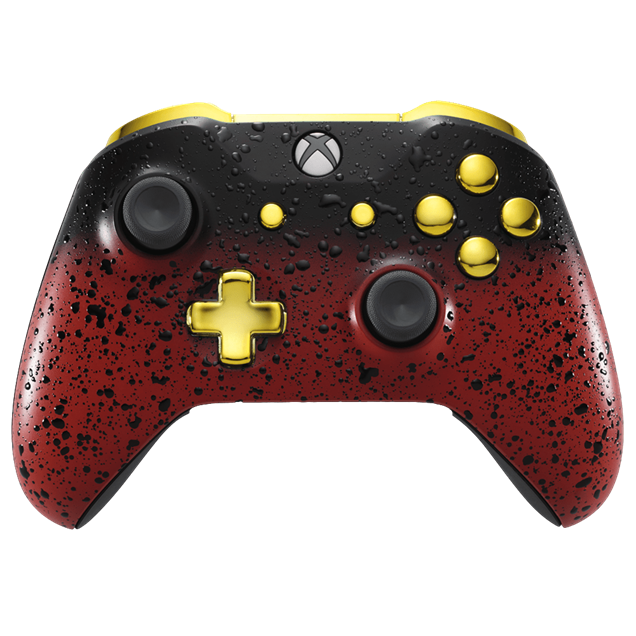 Custom Controllers UK Xbox One S Controller - 3D Red Shadow Edition, Gold Highlights