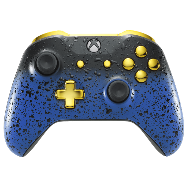 Custom Controllers UK Xbox One S Controller - 3D Blue Shadow Edition, Gold Highlights