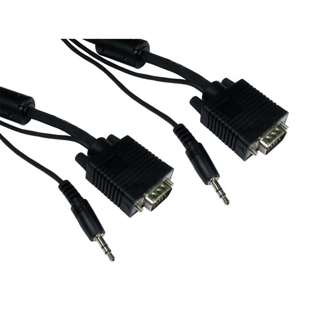 Cables Direct 15m SVGA Cable with 3.5mm Audio in Black