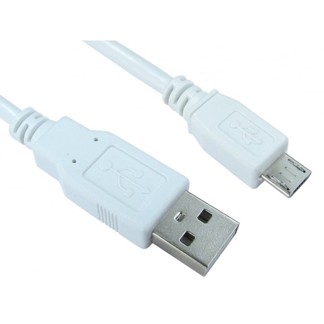 Cables Direct 1.8m USB 2.0 Type A to Micro B Cable in White