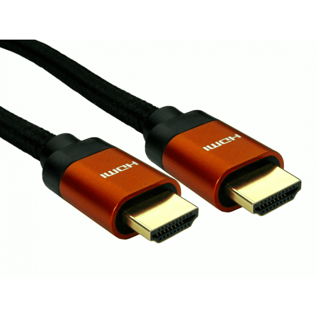 Cables Direct 1m HDMI 2.1 Cable in Black with Orange Connectors