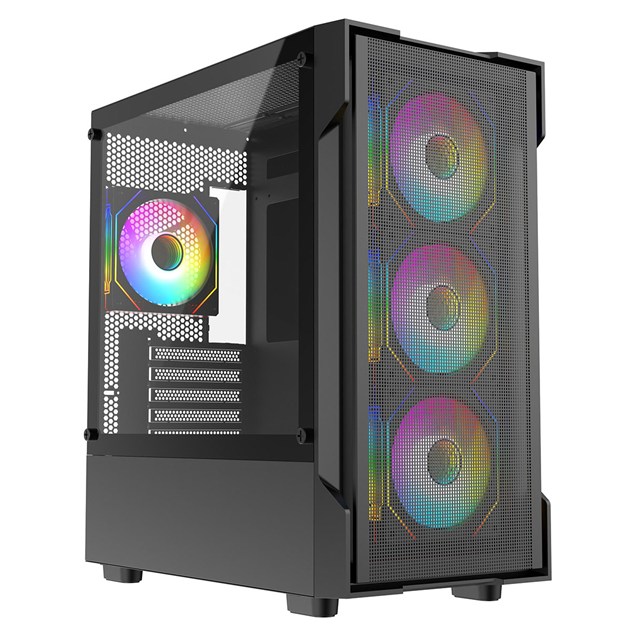 CiT Bolt Mesh Mid Tower Gaming Case - Black 
