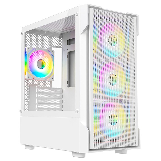 CiT Bolt Mesh Mid Tower Gaming Case - White 