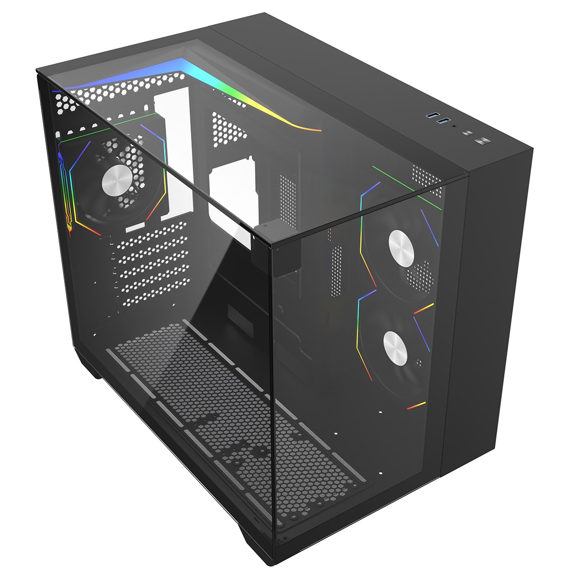 Boîtier PC Eclipse-Wh Mid Tower, Blanc, Vitre Trempée, 5 Ventilateurs ARGB 120mm