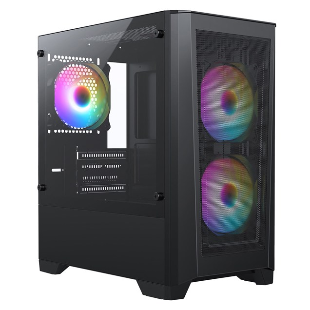 CiT Level 2 Mesh mATX Tempered Glass Gaming PC Case - Black 