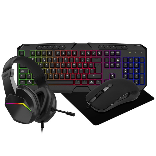 CiT Raptor 4-in-1 Keyboard, Mouse, Headset and Mouse Pad Combo Kit