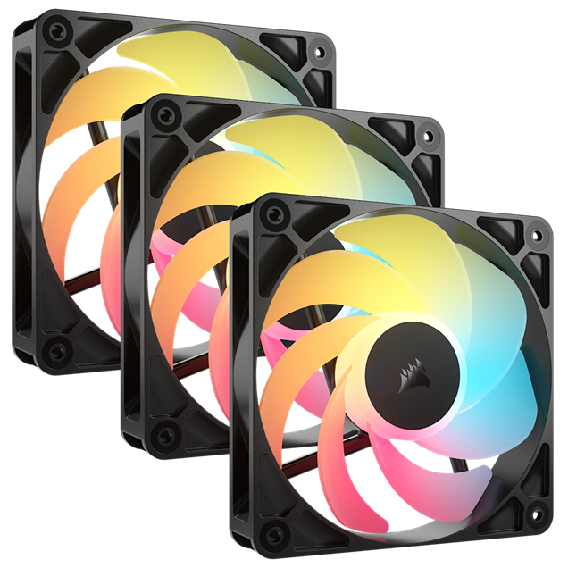 Corsair RS120-R ARGB 120mm Triple Pack of PWM Reverse Fans in Black