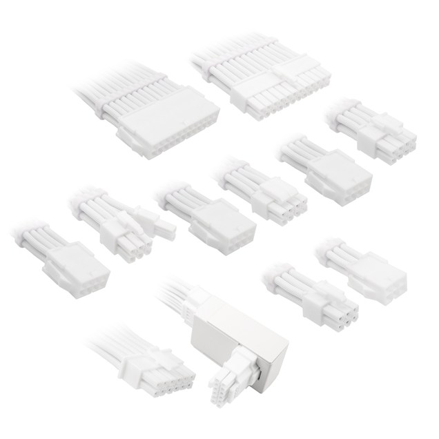 Kolink Core Pro Braided Cable Extension Kit in Brilliant White with 12V-2x6 Type 1 Cable