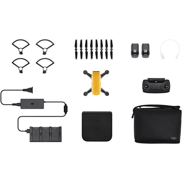 DJI Spark Quadcopter Mini Drone with Camera (Sunrise Yellow) Fly More Combo Pack