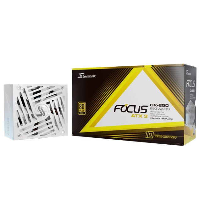 850W Seasonic FOCUS GX White ATX 3.1 Modular 80 Plus Gold PSU