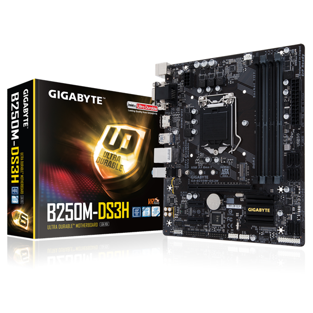 Gigabyte B250M-DS3H mATX Motherboard for Intel 1151 CPUs