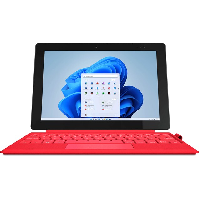 Geo Computers GeoPad 110 Strawberry 10.1 inch Tablet, Intel Celeron N4020, 4GB RAM, 128GB eMMC, WUXGA 1920 x 1200 Touchscreen, Intel UHD Graphics 600, Wi-Fi 5, BT, Windows 11 Home in S Mode, includes Red Detachable Keyboard
