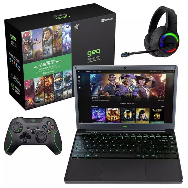 Geo GeoBook 140X Bundle 14.1" Celeron 4GB 128GB Intel UHD 600 Laptop
