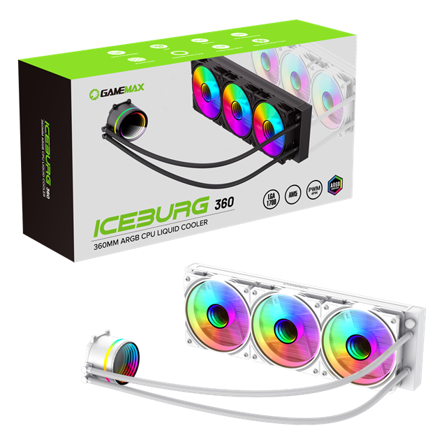 GameMax Iceburg 360mm ARGB AiO Liquid CPU Cooler in White