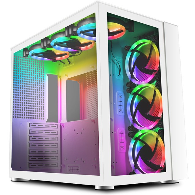 GameMax Infinity Mid Tower Tempered Glass PC Case - White