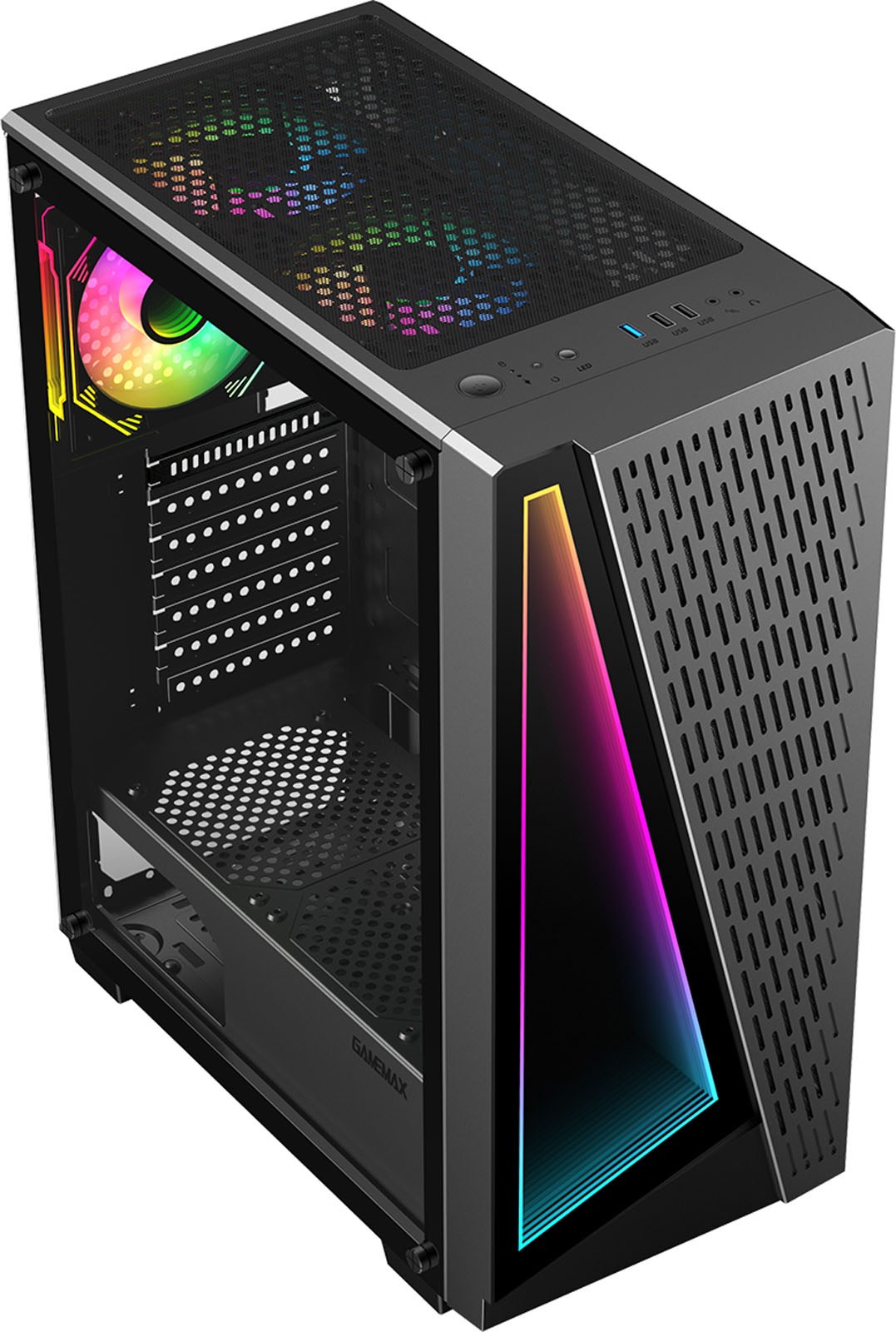 RUIX OV502 M-ATX Mini-Tower PC Case, Pre-Installed 3 x 120mm Prism A
