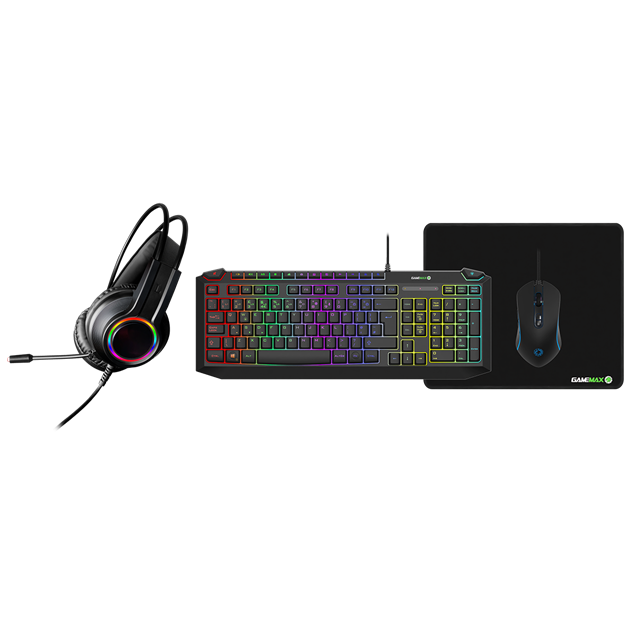 GameMax Pulse 4-in-1 Keyboard, Mouse, Headset, Mouse Pad Combo Kit