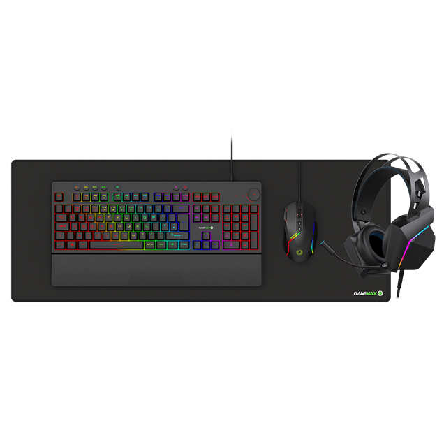 GameMax Pulse 4-in-1 Pro Keyboard, Mouse, Headset and Mouse Pad Combo Kit