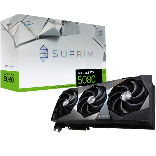 MSI GeForce RTX 5080 SUPRIM SOC 16GB GDDR7 Graphics Card
