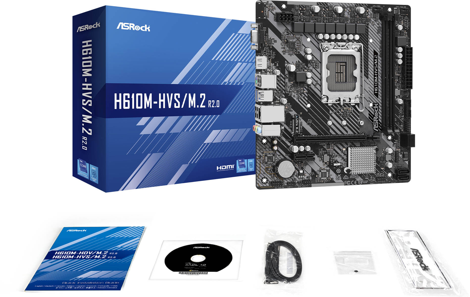 ASRock H610M-HVS-M.2 R2.0 Motherboard, mATX, Intel Socket 1700