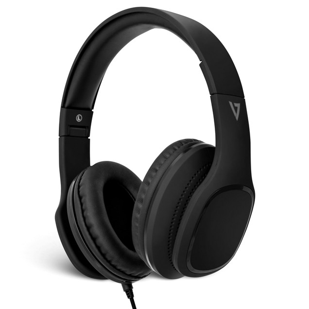 V7 3.5mm Over-Ear Stereo Headphones with Mic - Black