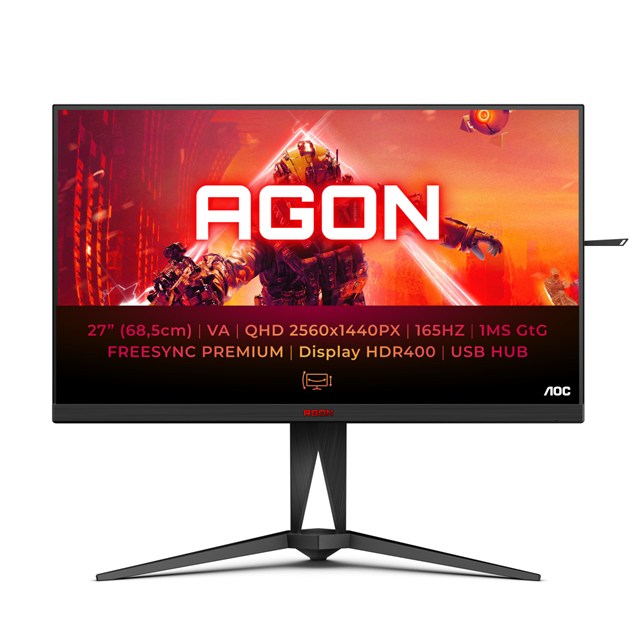 AOC AGON AG275QXN 27" 1440p (QHD) Gaming Monitor - VA, 400 nits, 165Hz, 1ms, DP