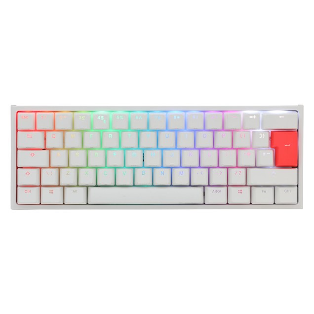 Ducky One 2 Mini RGB Mechanical Keyboard in White with Cherry MX Red Switches, UK Layout