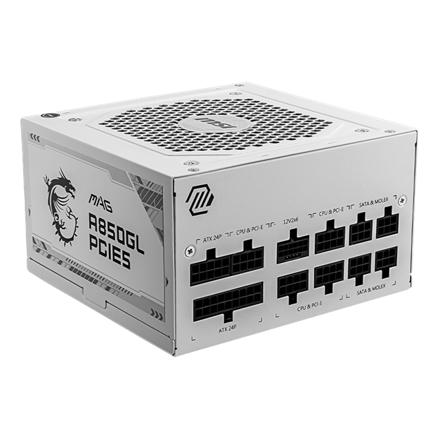 850W MSI MAG A850GL PCIE5 WHITE Modular 80 Plus Gold PSU