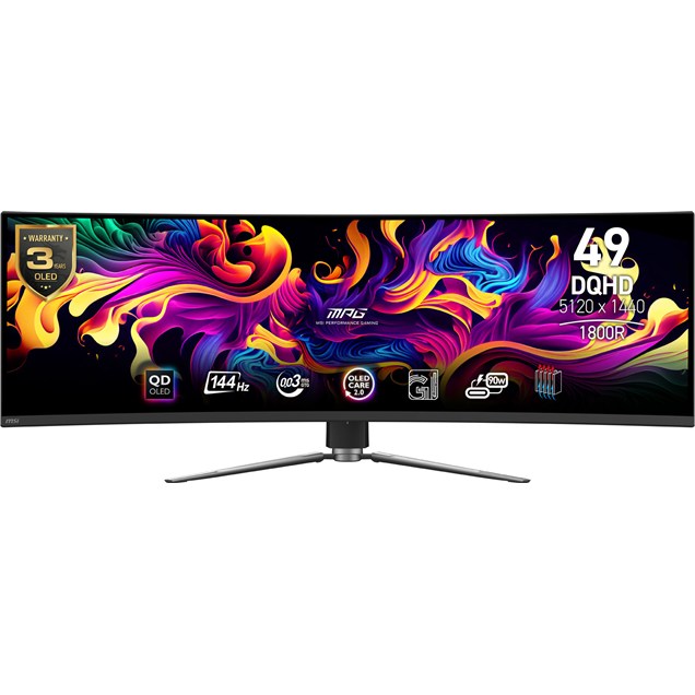 MSI MPG 491CQP QD-OLED 49" UltraWide Curved Gaming Monitor - QD-OLED, 144Hz, DP