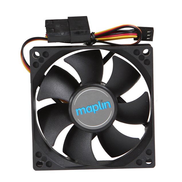 Maplin 80mm Black Chassis Fan with 3Pin+4Pin Male-Female Connector