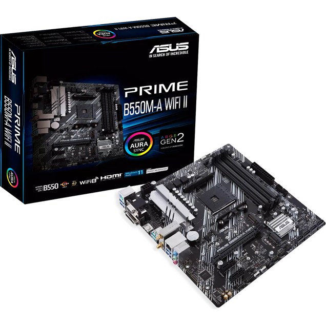 ASUS Prime B550M-A WIFI II mATX Motherboard for AMD Socket AM4 CPUs