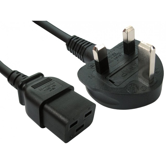 Cables Direct 2m UK Plug to C19 Mains Lead