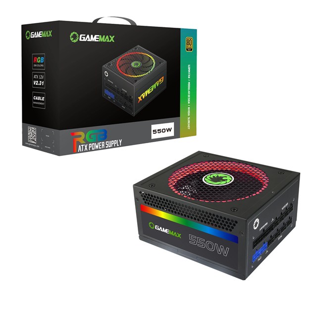 GameMax RGB 550W Modular 80 Plus Gold Power Supply