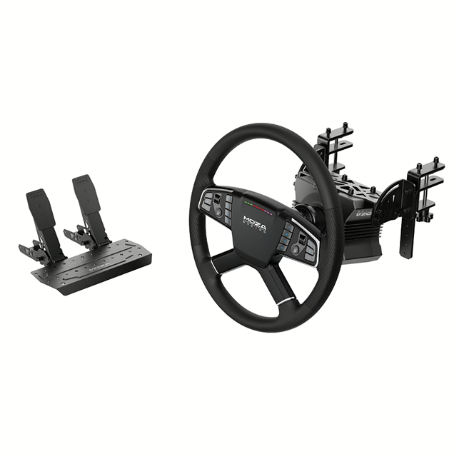 MOZA Racing Truck Driving Simulator (R5 Base, TSW Truck Wheel, SR-P Lite Pedals, Truck Wheel Clamp)