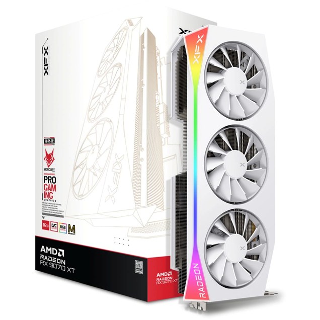 XFX Radeon RX 9070 XT Mercury White Magnetic Air OC 16GB GDDR6 Graphics Card