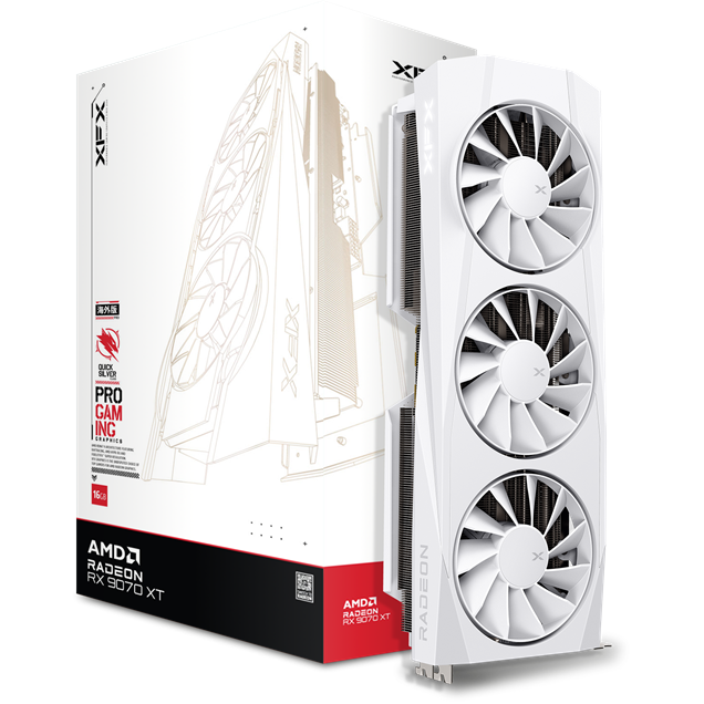 XFX Radeon RX 9070 XT Quicksilver White 16GB GDDR6 Graphics Card