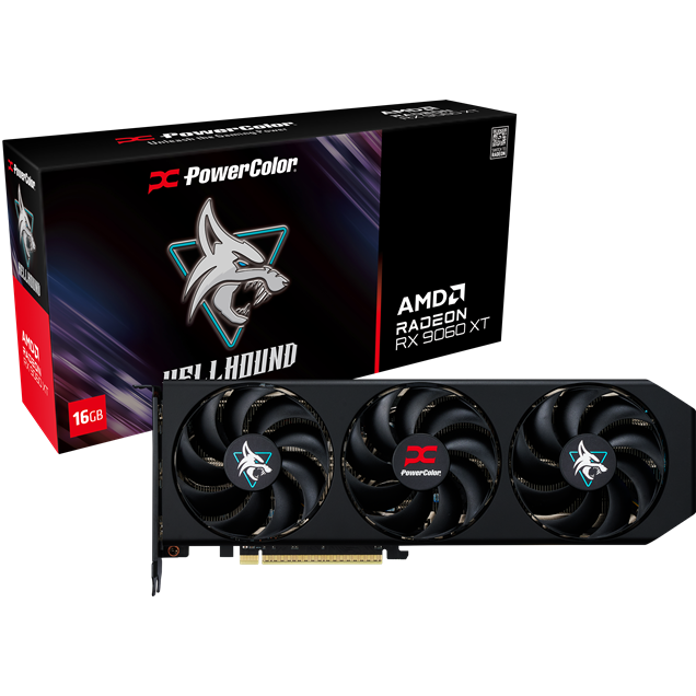 PowerColor Radeon RX 9060 XT HellHound OC 16GB GDDR6 Graphics Card