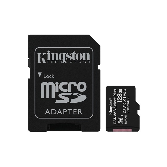 128GB Kingston Canvas Select Plus UHS-1 (U1) microSD Card & Adaptor 